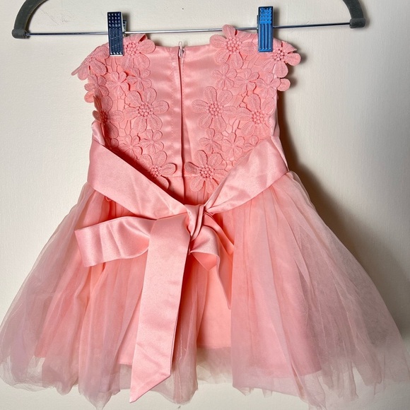2/$25 Baby Girl Tutu Dress Tulle Gowns Peach Flower Occasion Lined Chiffon 6-9mo - Picture 8 of 17